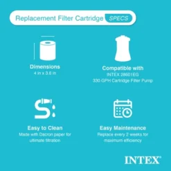Intex Swimming Pool Easy Set Filter Cartridge Replacement - Type H (2 Pack) -Intex GUEST a64ebc0e 0f9c 4b99 992d 1ca72915e342 2