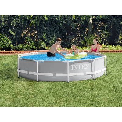 INTEX 10ft X 30in Prism Metal Frame Above Ground Swimming Pool With Filter Pump And Cleaning Maintenance Kit With Vacuum, Skimmer And Pole 26701EH 5 INTEX 10ft X 30in Prism Metal Frame Above Ground Swimming Pool With Filter Pump And Cleaning Maintenance Kit With Vacuum, Skimmer And Pole 26701EH - Image 5
