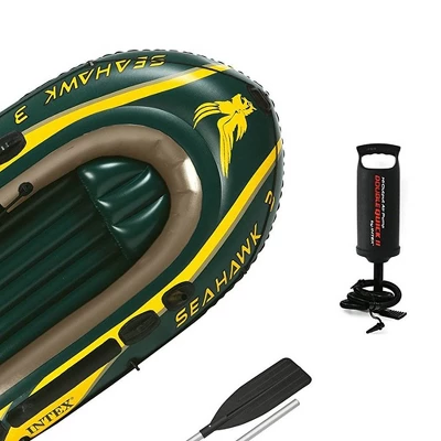 Intex Seahawk 3 Person Heavy Duty Inflatable Rafting And Fishing Boat Set W/ 2 Aluminum Oars, High Output Air Pump, And Carry Bag, 790 Pound Capacity 5 Intex Seahawk 3 Person Heavy Duty Inflatable Rafting And Fishing Boat Set W/ 2 Aluminum Oars, High Output Air Pump, And Carry Bag, 790 Pound Capacity - Image 5