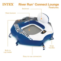 INTEX River Run Connect 1 Person Inflatable Water Raft (4 Pack) Bundled With River Run II 2 Person Inflatable Floating Lounge With Cooler -Intex GUEST ac33cc94 a19f 447f 864f 9b4cbcf8381f