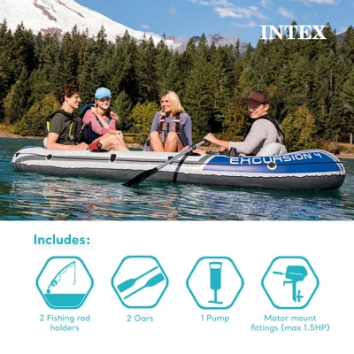 Intex Excursion Inflatable Water Fishing River Boat Raft Set With Oars 3 Intex Excursion Inflatable Water Fishing River Boat Raft Set With Oars - Image 3