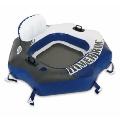 Intex River Run Single Person Inflatable Connecting Floating Lounge Tube Backrest Chair With Built-In Cupholders And Mesh Bottom, Blue -Intex GUEST b0af3038 9369 43d1 88e4 ed814dca0830