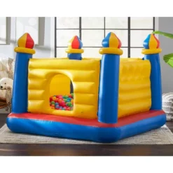 Intex 48259EP Inflatable Colorful Jump-O-Lene Castle Bouncer Indoor Outdoor Kids Jump Bounce House For 2 Kids, Ages 3 To 6 Years