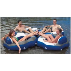 INTEX Floating Recliner Inflatable Lounge River Run Single Person Connect Tube (4 Pack) & Mega Chill II 72 Can Beverage Cooler Float With Lid -Intex GUEST c0754101 6e95 4751 9955 bd971c650d90