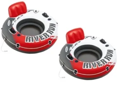 Intex Red River Run 1 Fire Edition Sport Lounge, Inflatable Water Float, 53" Diameter 2 Pack