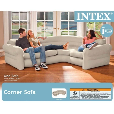 Intex Inflatable Corner Living Room Neutral Sectional Sofa | 68575EP 3 Intex Inflatable Corner Living Room Neutral Sectional Sofa | 68575EP - Image 3