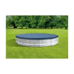 Intex 28031E 12 Foot Round Frame Set Easy Above Ground Swimming Pool Debris Cover With Tie-Down Ropes And Drain Holes, (Pool Sold Separately)