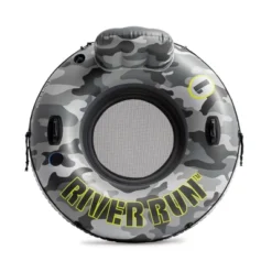Intex 56835EP River Run I Camo Inflatable Floating Towable Water Tube Raft With Cup Holders And Handles For River, Lake Or Pools, Gray Camo