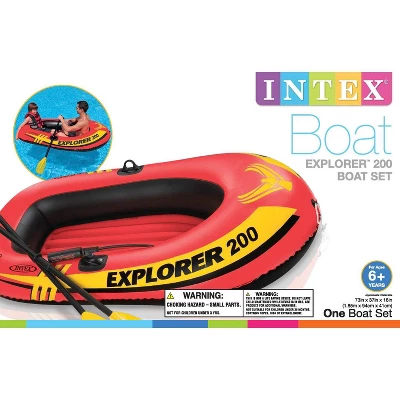 Intex Explorer 200 Inflatable 2 Person River Boat Raft Set With 2 Oars & Pump 4 Intex Explorer 200 Inflatable 2 Person River Boat Raft Set With 2 Oars & Pump - Image 4