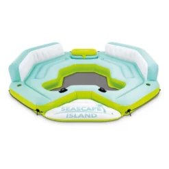 Intex Seascape Island Inflatable Ultimate Water Hangout Lounge With Built In Cooler Area, Cup Holder, And Oversized Backrests