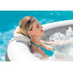 Intex Greywood Deluxe 4 Person Outdoor Portable Inflatable Hot Tub Spa With Multi-Color LED Light, Foam Headrests, And 140 Soothing Bubble Jets, Gray -Intex GUEST d92f1641 cf89 4300 ac0c 3aae6280885d