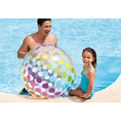 Intex Jumbo Inflatable Glossy Colorful Transparent PVC Giant Beach Ball W/Repair Patch In Polka-Dot Or Rainbow Stripes For Ages 3 & Up, Color Varies -Intex GUEST da7f21a3 dd51 449d 8d08 554702ef2347