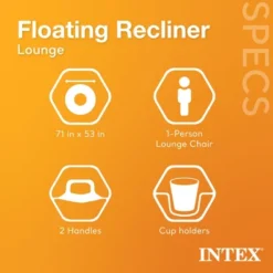 Intex Inflatable Floating Comfortable Recliner Lounges With Cup Holders