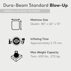 Intex Dura Beam Pillow Rest Classic Airbed Mattress With Built-In Pump, Queen