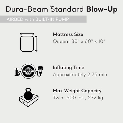Intex Dura Beam Pillow Rest Classic Airbed Mattress With Built-In Pump, Queen 1 Intex Dura Beam Pillow Rest Classic Airbed Mattress With Built-In Pump, Queen