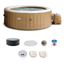 INTEX PureSpa 6 Person Bubble Massage Inflatable Hot Tub Spa Bundled With Battery Powered Multicolor LED Light, And Adjustable Headrest (2 Pack) -Intex GUEST e55c8c08 0d16 4279 8454 81e976aa8f73