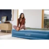 Intex Mid Rise Hexbeam 14" Electric Pump Twin Air Mattress - Dark Blue: PVC, Indoor/Outdoor Use