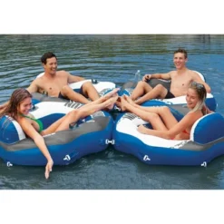 Intex River Run Single Person Inflatable Connecting Floating Lounge Tube Backrest Chair With Built-In Cupholders And Mesh Bottom, Blue -Intex GUEST ebf405e9 9faa 4b6c 93f5 40ea79a6583f