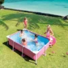 Intex 28266EH 7 Foot X 4 Foot X 24 Inch Rectangular Metal Frame Above Ground Outdoor Backyard Swimming Pool, 439 Gallons Of Water, Pink