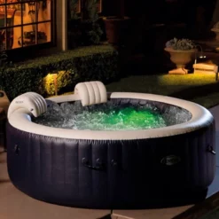 Intex 28429EP PureSpa Plus Portable Inflatable Hot Tub Bubble Jet Spa, 77 X 28", With Tablet Mobile Phone Spa Tray Accessory W/ LED Light Strip, White -Intex GUEST f0a4d113 fd71 48fd ab85 2016a233ffea 3