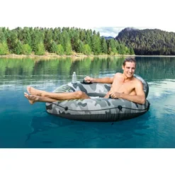 Intex 56835EP River Run I Camo Inflatable Floating Towable Water Tube Raft With Cup Holders And Handles For River, Lake Or Pools, Gray Camo -Intex GUEST f3390e87 5451 444c a15c cd2c719115a0