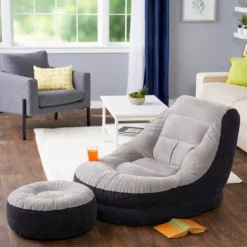 Intex 68564E Inflatable Ultra Lounge Chair With Cup Holder And Ottoman Set, Gray -Intex GUEST f4216bb1 cab1 4347 8fc8 599198d9e67d