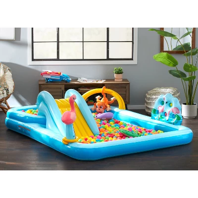 Intex 96" X 78" X 28" Inflatable Jungle Adventure Play Center Spray Kiddie Pool 1 Intex 96" X 78" X 28" Inflatable Jungle Adventure Play Center Spray Kiddie Pool