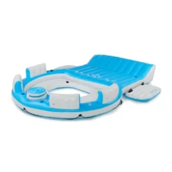 Intex 56299EP 145 X 125 X 20 Inch Splash N Chill Inflatable Lake And Pool Relaxation Island Lounger Seat For Up To 7 Adults, Blue And White