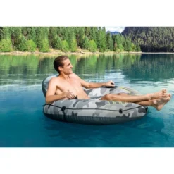 Intex 56835EP River Run I Camo Inflatable Floating Towable Water Tube Raft With Cup Holders And Handles For River, Lake Or Pools, Gray Camo -Intex GUEST f9f4ba9e f184 46ff be18 223128594e8e
